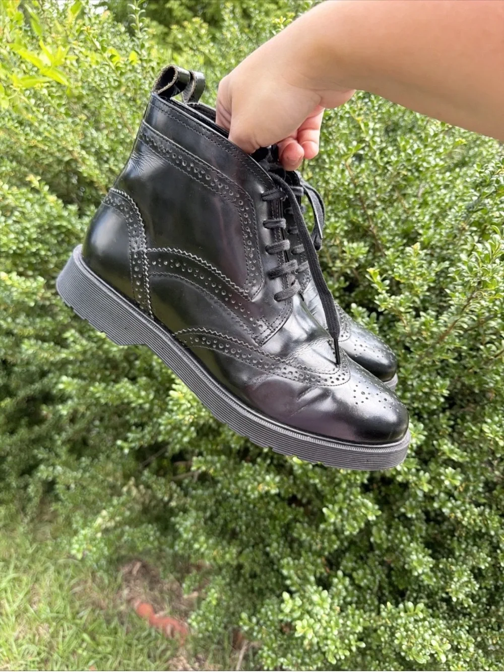 Kurt Geiger Halston Brogue Black Leather Wingtip Boots Men Size 9 / 42